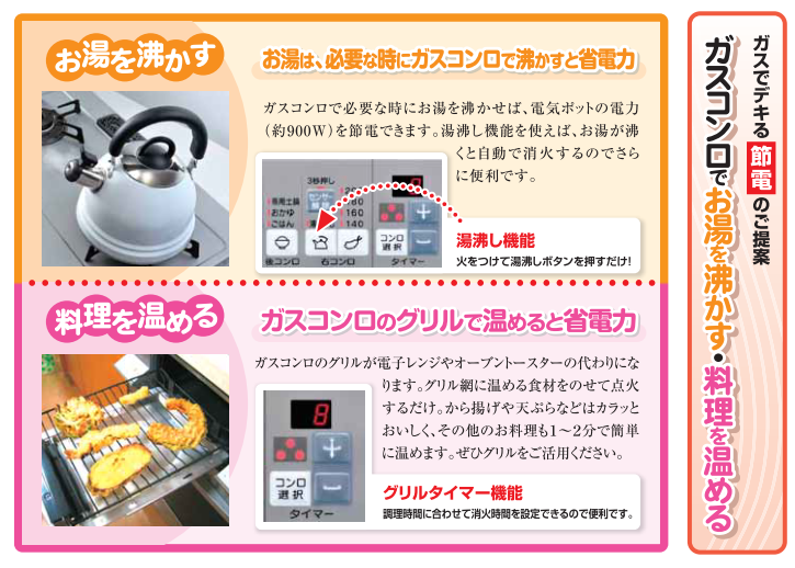 ガスコンロで出来る節電のご紹介 | 武陽液化ガス株式会社